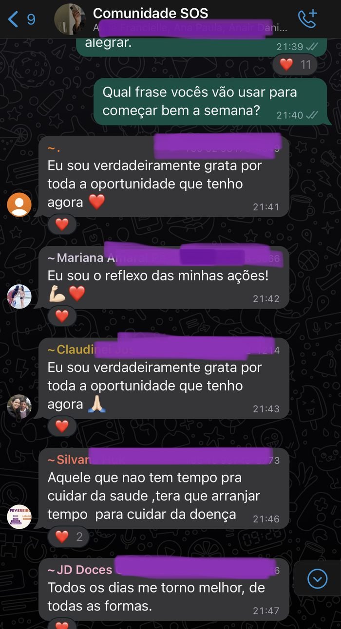Mensagem da comunidade SOS