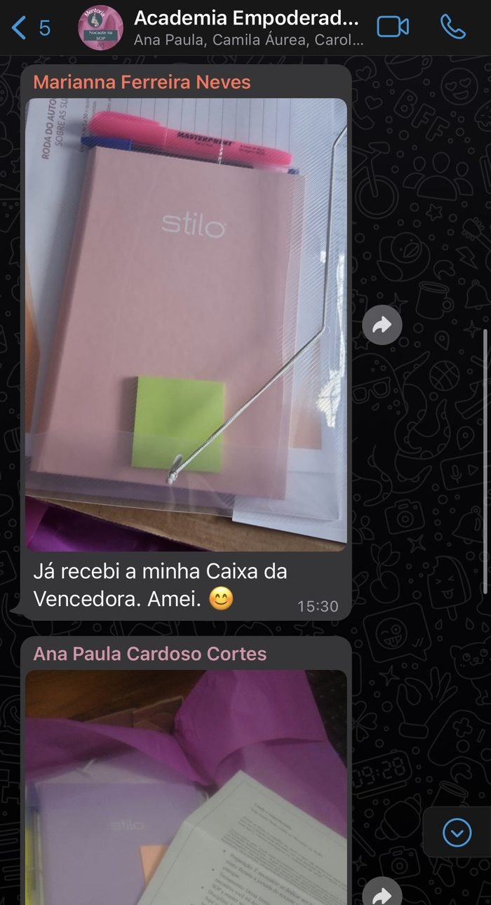 Mensagem de aluna do BOX SOS SOP