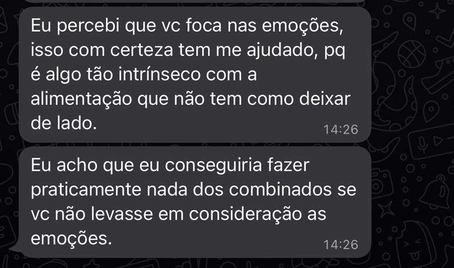Mensagem de paciente sobre o cuidado com as emoções