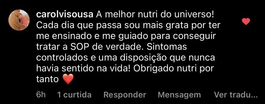 Comentário público de paciente no Instagram