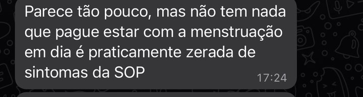Mensagem de paciente com o ciclo regulado