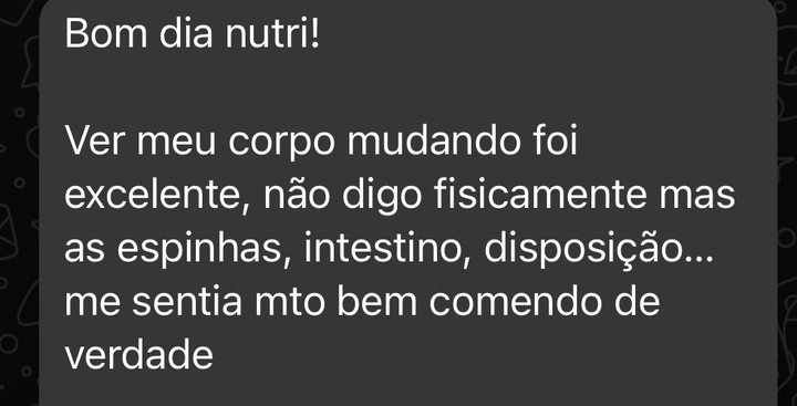 Mensagem de paciente sobre as mudanças no corpo